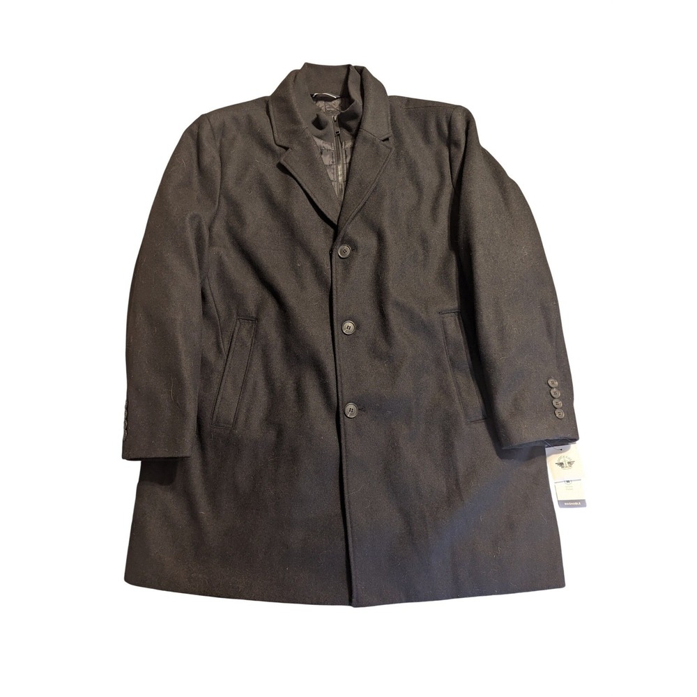NWT Dockers Mens Wool Blend Car Coat with Inner Bib Black XXL